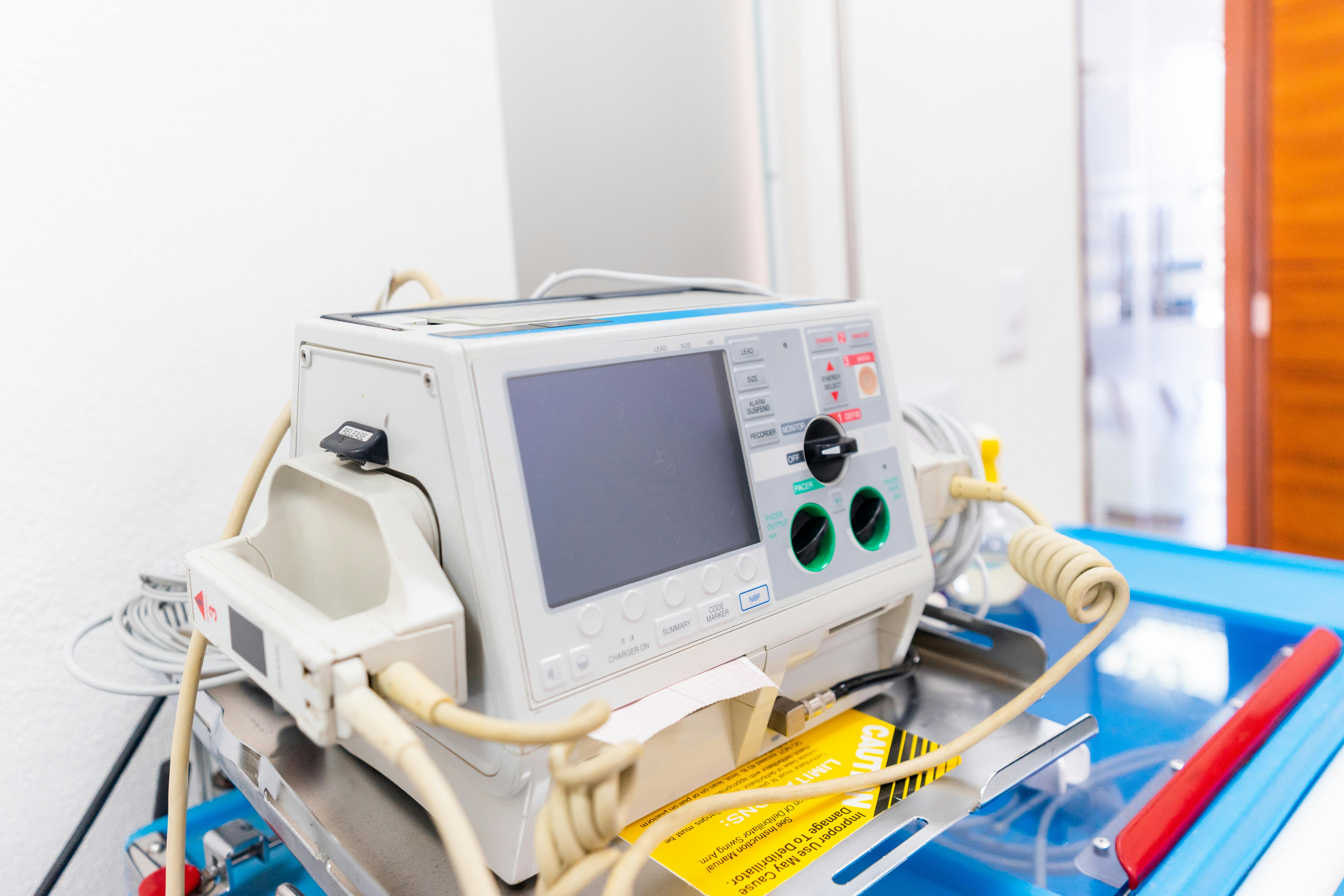 pexels photo 8460235 8460235 High-resolution image of a modern defibrillator in a hospital environment.